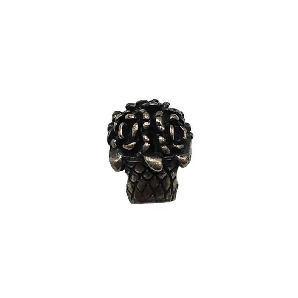 Sterling Silver Flower Basket Charm Bead European Bracelet Necklace